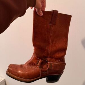 Frye Brown Leather Harness Ankle Boots